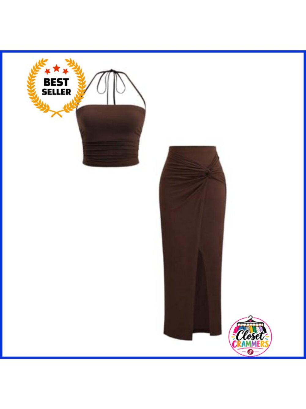 Verdusa 2 Piece Set Sexy Fitted Tops Wrap Skirt Sleeveless Going Out